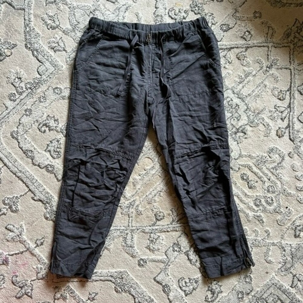 Country Road Linen Blend Capri Pull On Stretchy Waist with zipper Size 10 pants